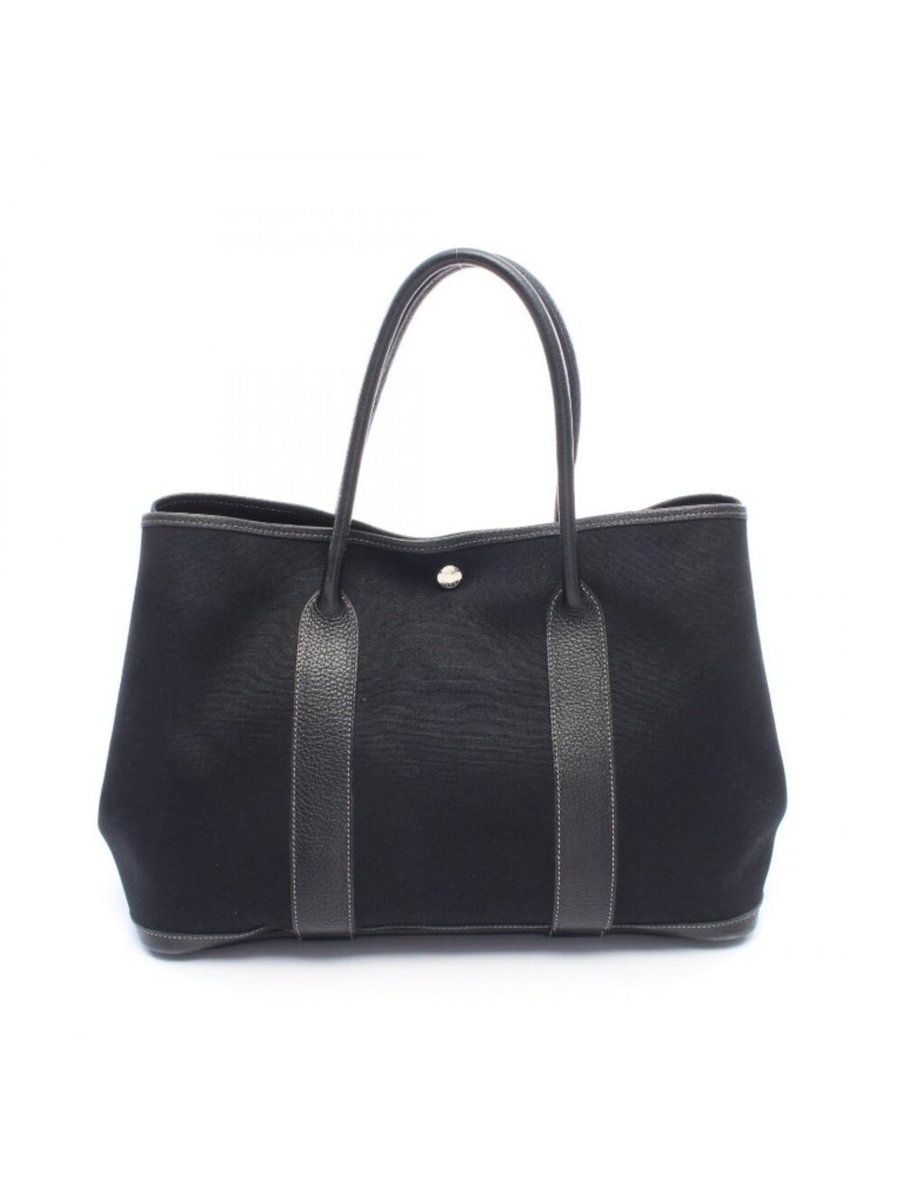 Hermes Tote Bag Garden Party PM Black Canvas Leather